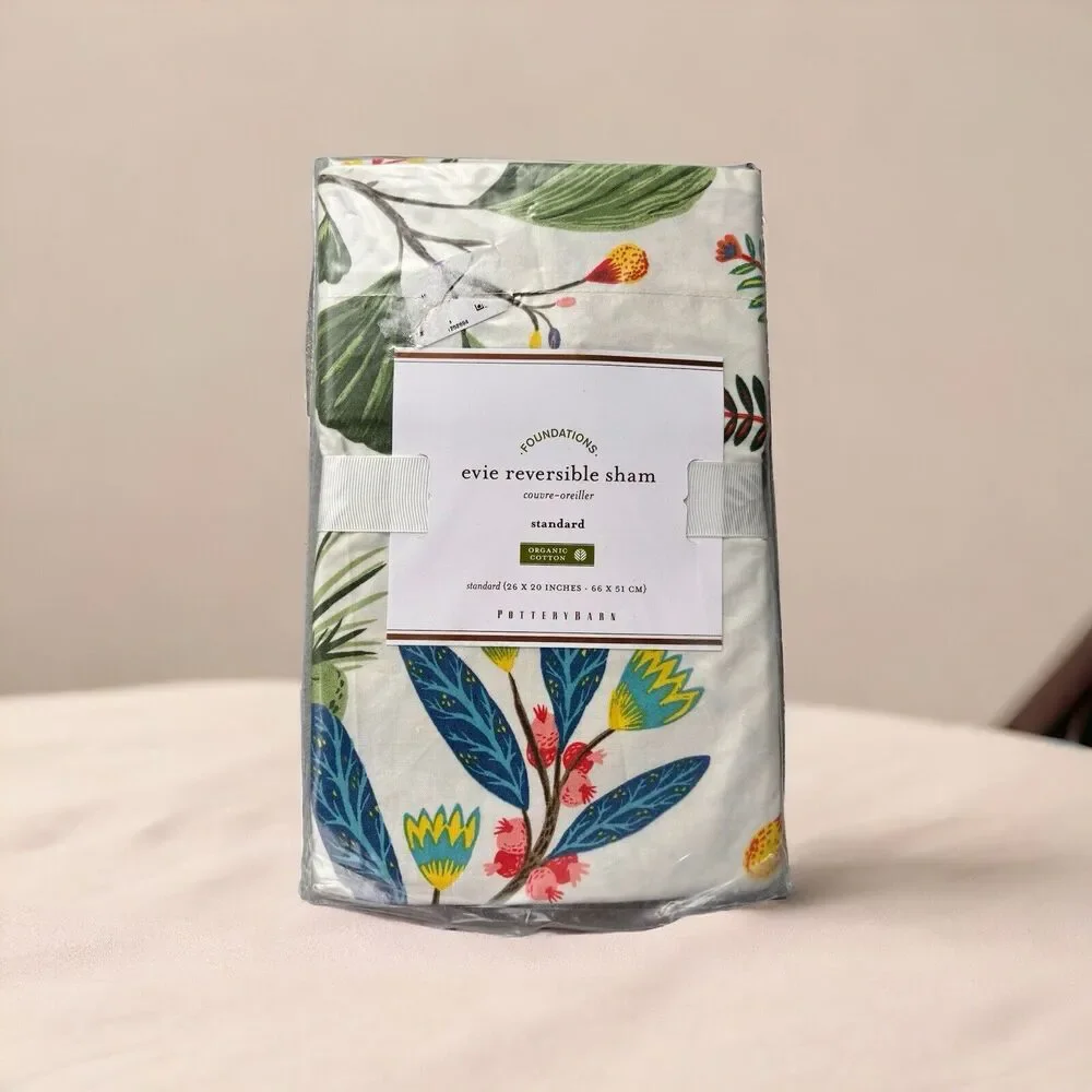 New Pottery Barn Evie Reversible Sham Organic cotton Standard 26x20